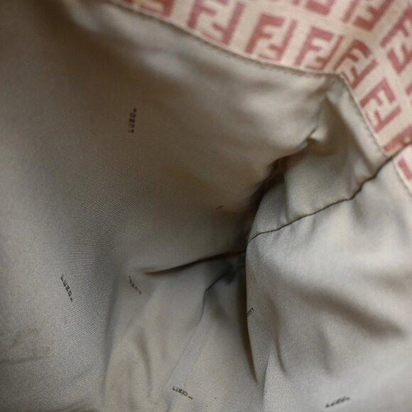 FENDI Logo Zucca Zucchino Pattern Hand Bag Canvas Leather Pink Italy 35EF744 - Picture 9 of 16